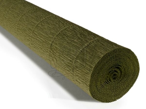 İtalyan Krapon Kağıdı No:17A8 - Yağ Yeşil - Olive Green 180 gr. 50X250 cm