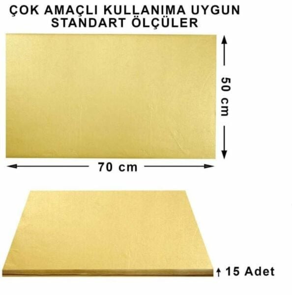Pelur Kağıt 17 gr/m. & 50*70 cm - 15'li Paket Altın Renk