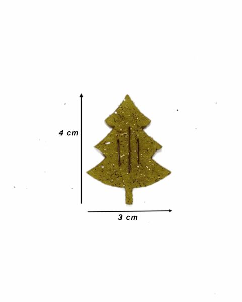 Yılbaşı Ağacı Süsleme Seti - Simli Keçe Hediye Paketi Süsleme - 20 Adet 4X3 cm KÇ001 Sarı Renk