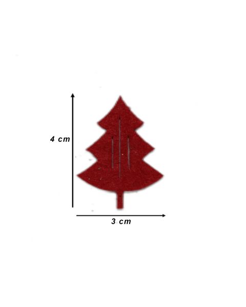 Yılbaşı Ağacı Süsleme Seti - Simli Keçe Hediye Paketi Süsleme - 20 Adet 4X3 cm KÇ001 Kırmızı Renk