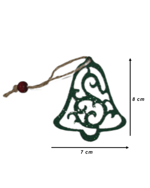 Yılbaşı Ağacı Süsleme Seti - Simli Keçe Hediye Paketleme - 5 Adet 7X8 cm ÇAN001 Yeşil Renk