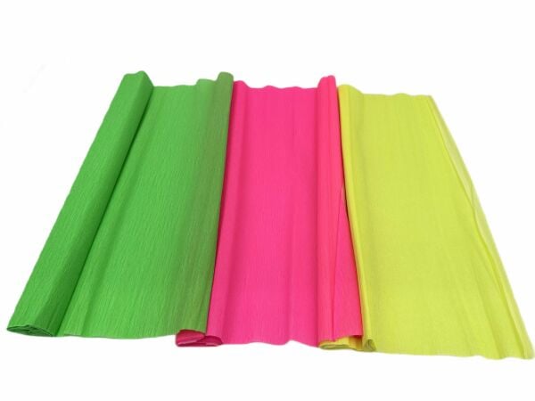 ROCO PAPER Neon Renkli Krapon Kağıtları - 3'lü Set 40gr 50x250cm