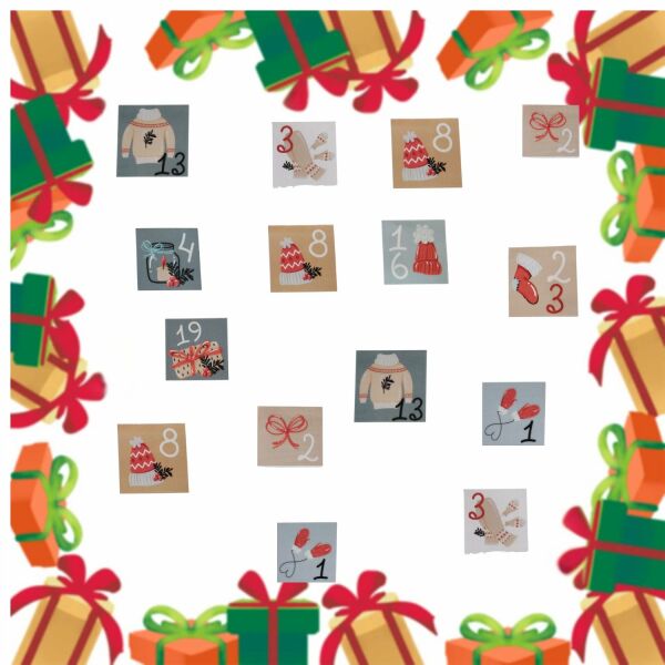 Yılbaşı Advent Takvimi Sticker Seti- 24 Adet Çıkartma, Yeniyıl Hediye Paket Süsleme Etiketleri