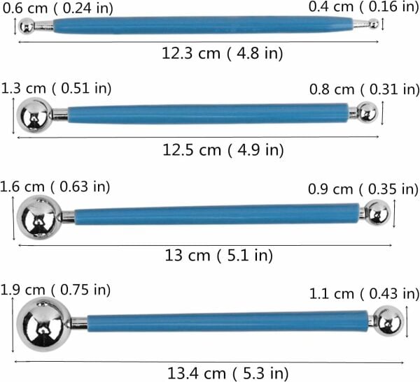 Çiçek Ütüsü, Top Ütü, 4lü Set, Top Uçlu Marzipan Set, Çiçek ve Kurabiye Şekil Verme, Modelleme Seti