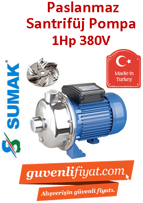 SUMAK SMINOX/A-100T 1hp 380v Paslanmaz Santrifüj Pompa