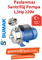SUMAK SMINOX/A-150 1.5hp 220v Paslanmaz Santrifüj Pompa