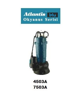 ATLANTİS 7503A  1 HP 220V  ALÜMİNYUM SARGILI YÜKSEK DEBİLİ PİS SU DALGIÇ POMPA (Okyanus Serisi)