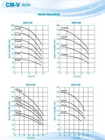 Norm CM-V 40/2      7.5 kW  380V   Düşey Milli Çok Kademeli Santrifüj Pompa