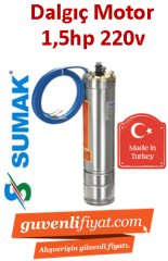 SUMAK 4SM15 1.5HP 220V Dalgıç motoru Yerli Malı (motor)