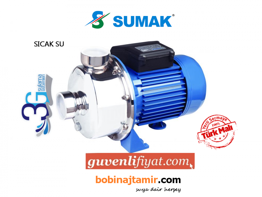 SUMAK SMINOX/A-100T-S 380V 1 HP PASLANMAZ SICAK SU SANTRİFÜJ POMPA