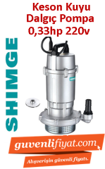 SHIMGE QDX1.5-17-025L 0.33 HP 220V ALÜMİNYUM GÖVDELİ TEMİZ SU DALGIÇ POMPA