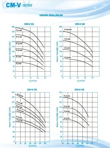 Norm CM-V 50/4      22 kW  380V   Düşey Milli Çok Kademeli Santrifüj Pompa