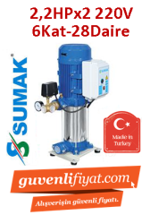 SUMAK SHM8A 220/6 2.2Hp 220V Dik Kademeli Paket Hİdrofor (6Kat-28Daire)