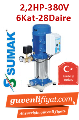 SUMAK SHT8A 220/6 2.2Hp 380V Dik Kademeli Paket Hİdrofor (6Kat-28Daire)