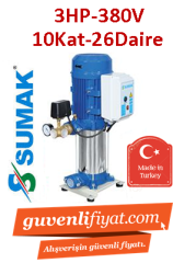 SUMAK SHT8A 300/8 3Hp 380V Dik Kademeli Paket Hİdrofor (10Kat-26Daire)