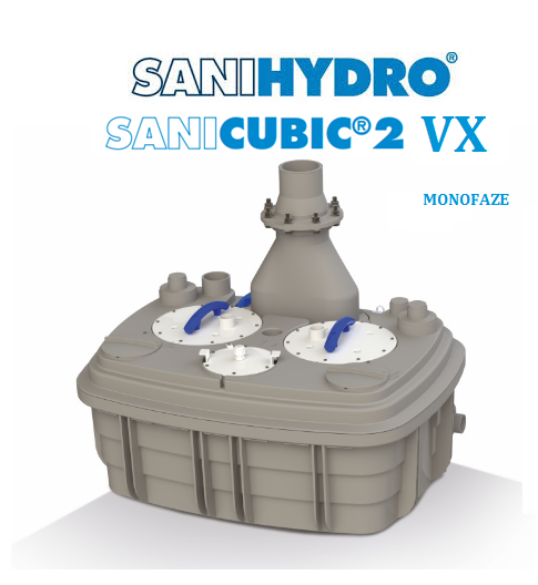 SANİCUBİC 2 VX S - (Çift Motor) - 120 Lt / 10 WC + 12 Ünite Foseptik Atık Su Transfer Ünitesi (MONOFAZE / ÇİFT POMPALI / VORTEX)