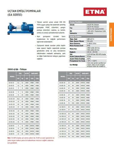 Etna, EA 150-20, 7.5Hp, 380V  Uçtan Emişli Santrifüj Pompa