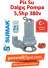 SUMAK SDTV 50/4 5,5HP 380v Açık Fanlı Pis Su Dalgıç Pompa