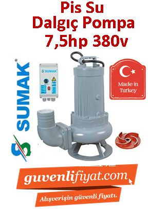SUMAK SDTV 75/4 7,5HP 380v Açık Fanlı Pis Su Dalgıç Pompa