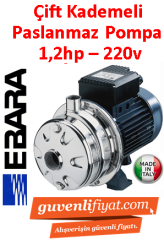 EBARA 2CDX 70/12 380V 1.2HP Çift Kademeli Paslanmaz Çelik Santrifüj Pompa-AISI 304