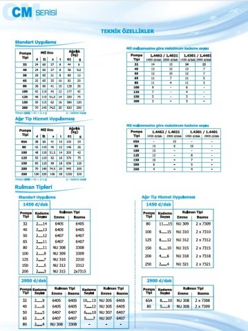 Norm CM 32/6      1.5 kW  380V   Yatay Milli Çok Kademeli Santrifüj Pompa (1450 d/dk)