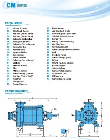 Norm CM 32/13      3 kW  380V   Yatay Milli Çok Kademeli Santrifüj Pompa (1450 d/dk)