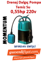 MOMENTUM PKS-400PA 400W 220v Sıfırdan Emişli Plastik Gövdeli Temiz Su Drenaj Dalgıç Pompa