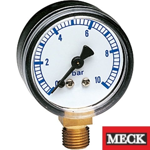 MECK 0-10 BAR ALTTAN ÇIKIŞLI ÇELİK GÖVDELİ  1/4'' BAĞLANTI  50 MM ÇAPLI MANOMETRE