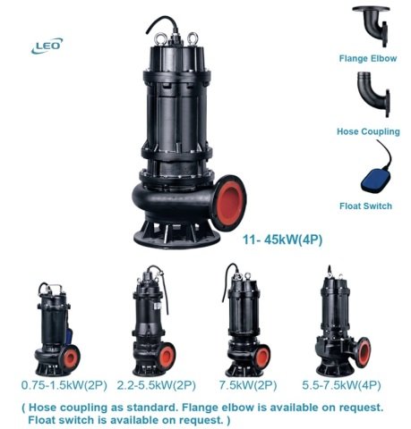 LEO  65WQ15-15-1.5      2 HP  380V   DÖKÜM GÖVDELİ ATIK SU POMPASI