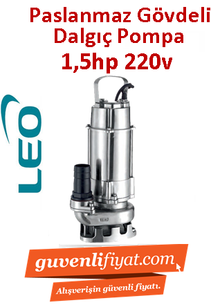 LEO XSP18-12/0.75S 1.5HP 220V Komple Paslanmaz Gövdeli Açık Fanlı Pis Su Dalgıö Pompa