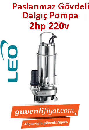 LEO XSP16.2-22/1.5S 2HP 220V Komple Paslanmaz Gövdeli Açık Fanlı Pis Su Dalgıö Pompa