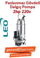 LEO XSP16.2-22/1.5S 2HP 220V Komple Paslanmaz Gövdeli Açık Fanlı Pis Su Dalgıö Pompa
