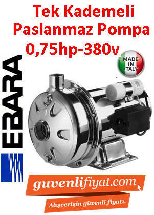 EBARA CD 70/07 380V 0.75HP Tek Kademeli Komple Paslanmaz Çelik Santrifüj Pompa
