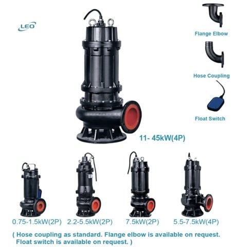 LEO  150WQ150-20-15(4P)      20 HP  380V   DÖKÜM GÖVDELİ  ATIK SU POMPASI