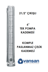 VANSAN VSP SS 06017/25 - 20 HP 6'' İNÇ PASLANMAZ ÇELİK DALGIÇ POMPA KADEMESİ (TEK KADEME)