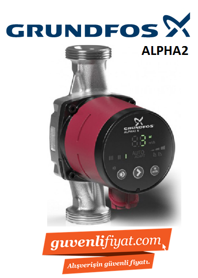 GRUNDFOS ALPHA2 25-60 N 180mm GİRİŞ-ÇIKIŞ 11/2\'\' FREKANS KONVERTÖRLÜ SİRKÜLASYON POMPASI-99411424