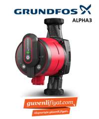 GRUNDFOS ALPHA3 15-50 130mm GİRİŞ-ÇIKIŞ 1'' FREKANS KONVERTÖRLÜ SİRKÜLASYON POMPASI