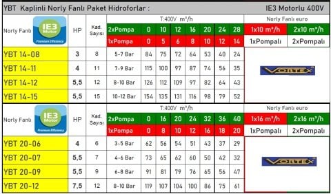 VORTEX YBT 14-08   2X3HP  380V  DİK MİLLİ ÇOK KADEMELİ ÇİFT POMPALI NORİL FANLI KAPLİNLİ HİDROFOR