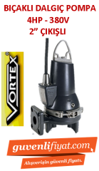 VORTEX GRİNDER 400 T 4HP 380V Öğütücülü Çelik Bıçaklı Fos. Dalgıç Pompa