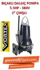 VORTEX GRİNDER 550 T 5.5HP 380V Öğütücülü Çelik Bıçaklı Fos. Dalgıç Pompa