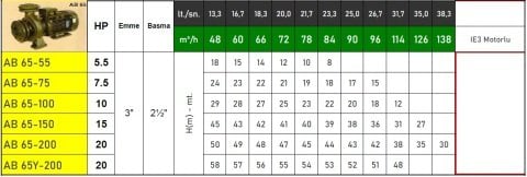 Vortex  AB 65-200  20Hp 380V  Yatay Monoblok Santrifüj Pompa