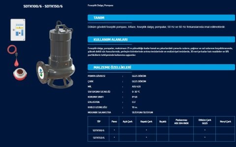 Sumak SDTK 100/6     10Hp  380V   Pis Su Foseptik Dalgıç Pompa