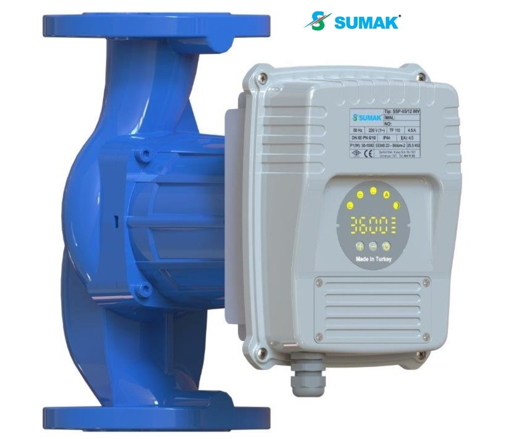 Sumak  SSP 65/12 INV  DN65  220V  Flanşlı Frekans Kontrollü Sirkülasyon Pompası