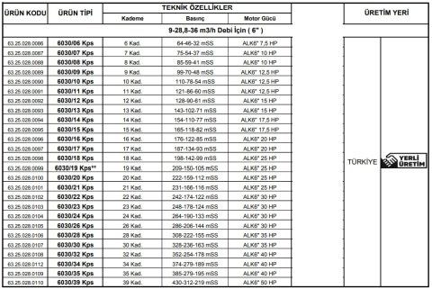 Alarko 6030/20 Kps  25Hp  6'' Paslanmaz Derin Kuyu Dalgıç Pompa (Motor+Pompa) ALK-KPS Serisi