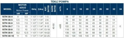TERSAN, 1xTH 30-4, 5.5HP, 380V, TEK POMPALI, DÜŞEY MİLLİ, ÇOK KADEMELİ HİDROFOR