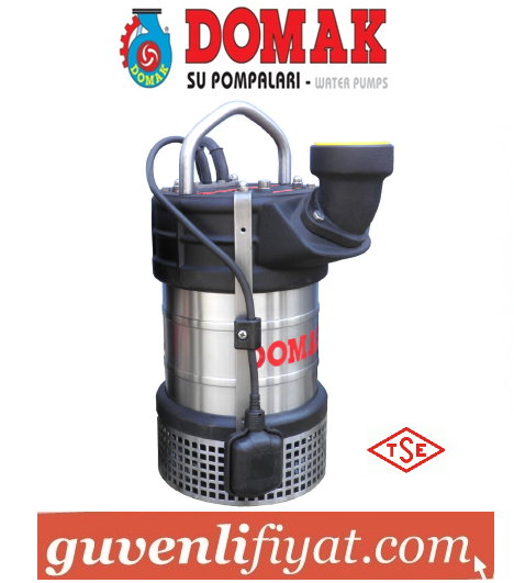 DOMAK ASGM257 3.HP 220V GÖMLEKLİ PASLANMAZ ÇELİK GÖVDELİ ATIK SU DALGIÇ POMPA