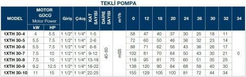 TERSAN, 1xTH 30-8, 10HP, 380V, TEK POMPALI, DÜŞEY MİLLİ, ÇOK KADEMELİ HİDROFOR