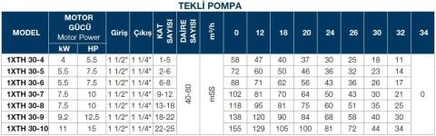 TERSAN, 1xTH 30-9, 12.5HP, 380V, TEK POMPALI, DÜŞEY MİLLİ, ÇOK KADEMELİ HİDROFOR