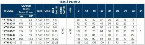 TERSAN, 1xTH 30-10, 15HP, 380V, TEK POMPALI, DÜŞEY MİLLİ, ÇOK KADEMELİ HİDROFOR