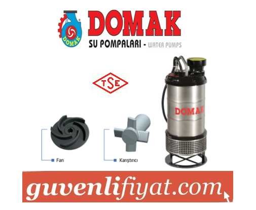 DOMAK ASGÇ407 5.5 HP 380V GÖMLEKLİ PASLANMAZ ÇELİK GÖVDELİ KARIŞTIRICILI DALGIÇ POMPA